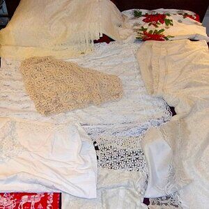 Huge Lot of Antique 1930's-40's European Handwoven Linens, Lace, Etc.